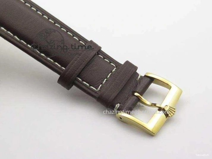 On YG A2824 Leather Brown Dial Date Cellini Strap Numeral White 0318